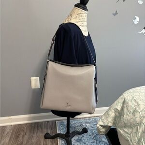 Kate Spade “Dumpling Large Shoulder Bag” (grey, leather) NWOT